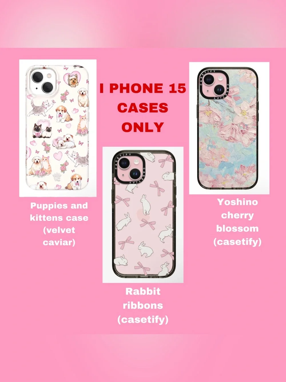 Casetify Pink Bunny Ribbon iPhone 15 Case